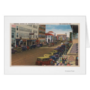 Cartão St Petersburg, FL - vista da avenida central com
