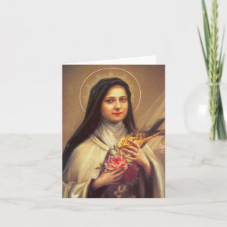Cartão St. Therese de Lisieux pouca flor w/prayer