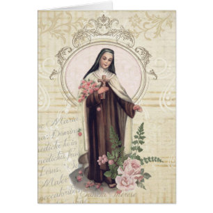 Cartão St. Therese do vintage dos rosas de Lisieux