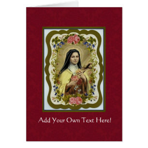 Cartão St. Therese o crucifixo pequeno dos rosas da flor