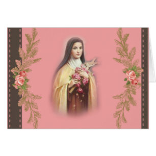 Cartão St. Therese os rosas pequenos do rosa da flor