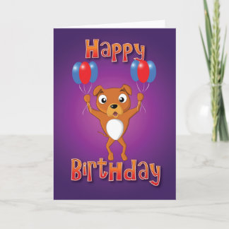 Cartão staffordshire bull terrier - balões - feliz bday