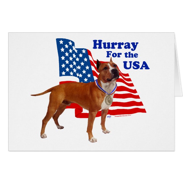 Cartão Staffordshire Terrier Americano EUA (Frente Horizontal)