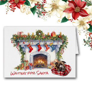 Cartão Staffordshire Terrier Dog Espera por Papais noeis