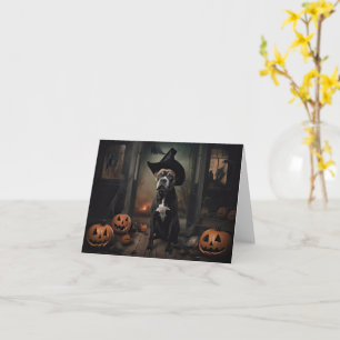 Cartão Staffordshire Terrier Pumpkins Halloween Scary