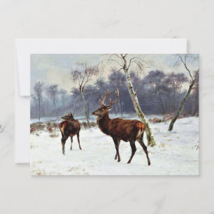 Cartão Stag and Doe em um Paisagem de Neve