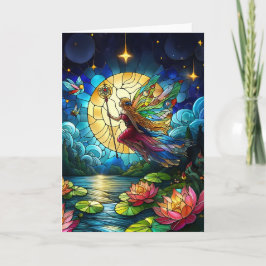 Cartão Stained Glass Moonlight Flight Fairy 
