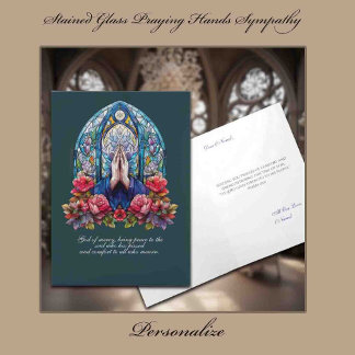 Cartão Stained Glass Praying Hands Sympathy