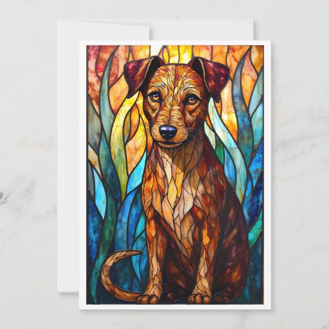 Cartão Stained Glass Style Mixed Breed Dog Flat (Frente)