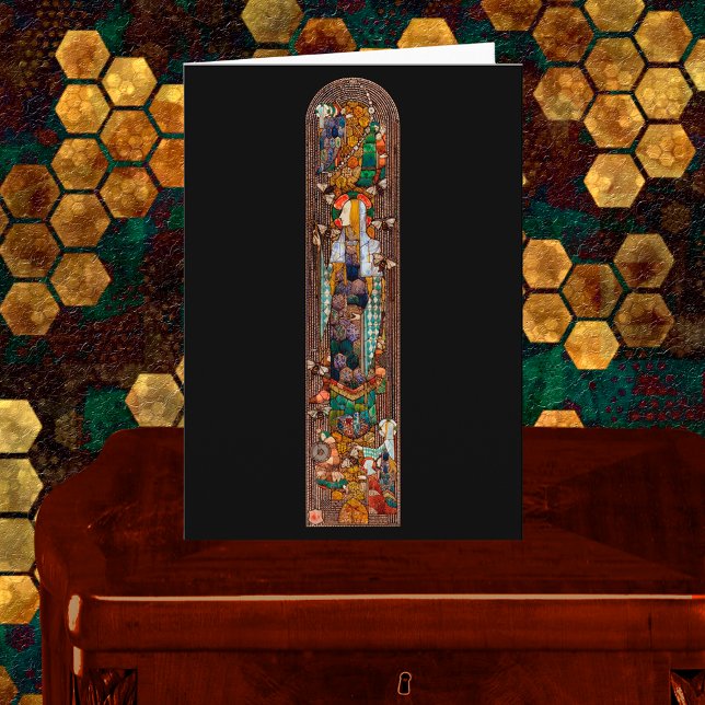 Cartão Stained Glass Window Design of St. Gobnait  (Criador carregado)