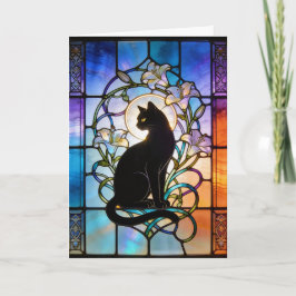 Cartão Stained Glass Window W/Cat