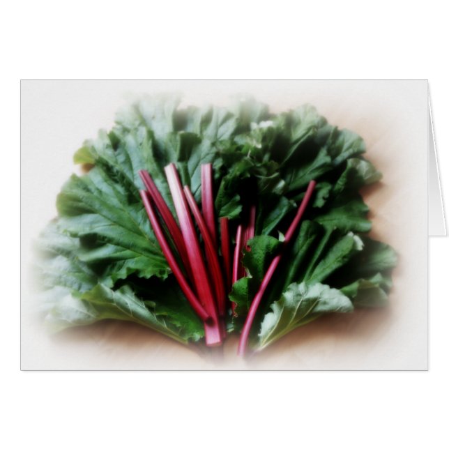 Cartão Stalds e Folhas de Rhubarb Frescos (Frente Horizontal)