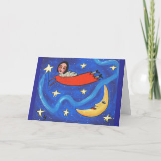 Cartão Star o anjo & a lua - cartão/notecard