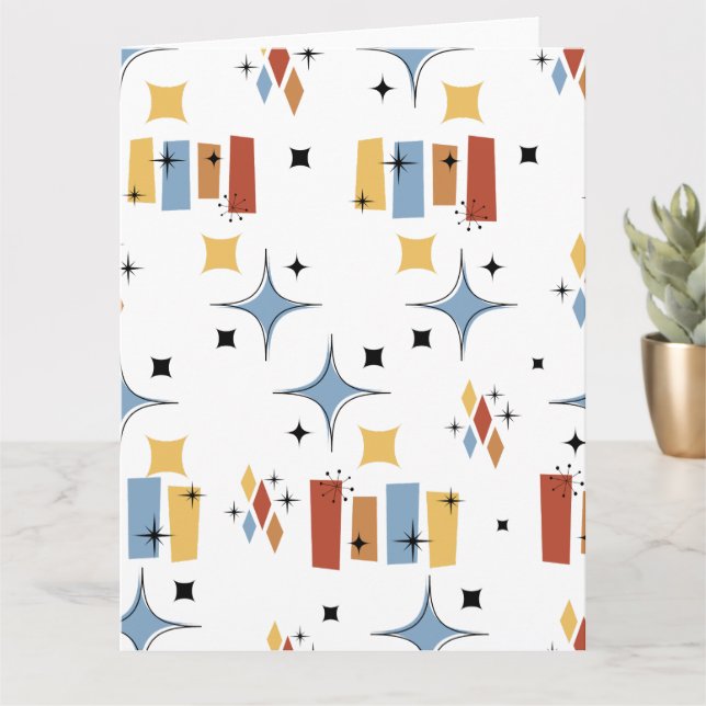 Cartão Starburst Do Século De Médio Retroativo (Planta pequena)