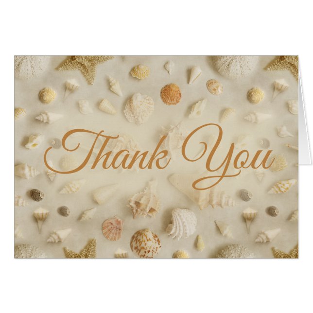 Cartão Starfish Costal e Seashells Beach Foto Obrigado (Frente horizontal)