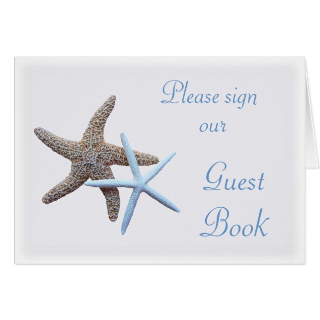 Cartão Starfish Weding Sign Our Guest Book Mesa Card (Frente Horizontal)