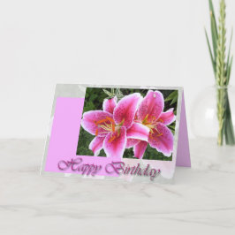 Cartão Stargazer Lily Floral Birthday