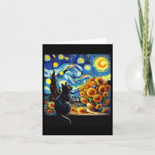 Cartão Starnight Vincent Van Gogh Sunflower Cat Lover