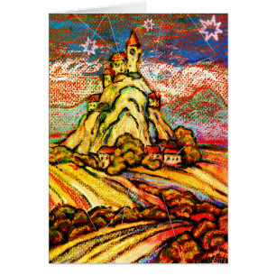 Cartão Starry Hill Castle Fantasy Melhores Desejos