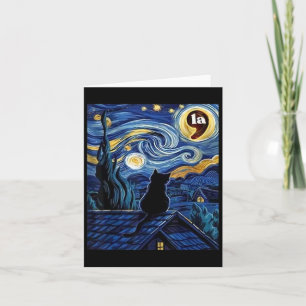 Cartão Starry Night Black Cat Comma La Kamala Harris 2