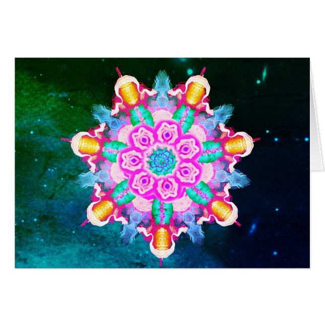 Cartão *~* Starry Night Blue, Energia de cura verde (Frente Horizontal)