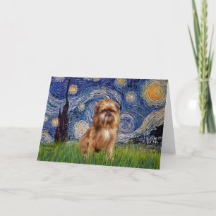 Cartão Starry Night - Brown Brussels Griffon
