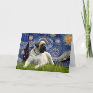 Cartão Starry Night - Bull Mastiff (deitado abaixo)