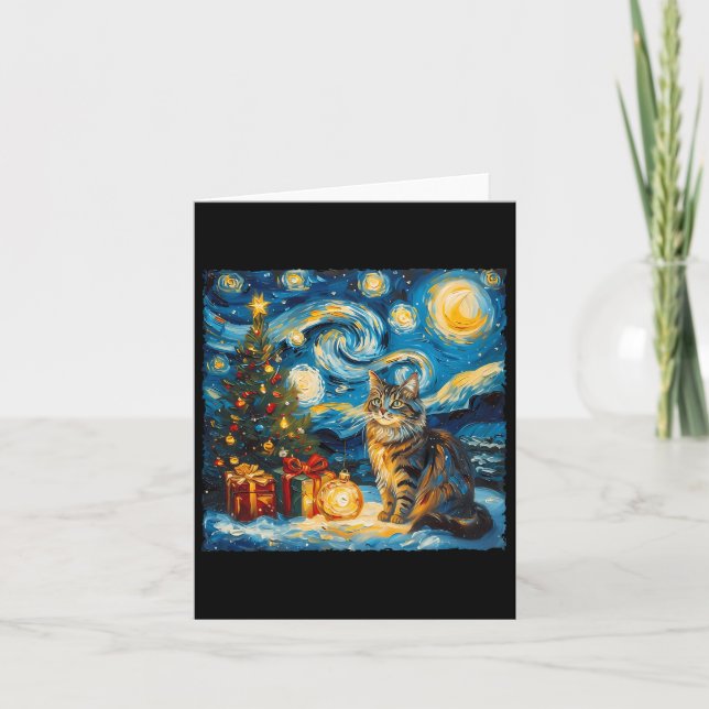 Cartão Starry Night Christmas Forest Art Van Go (Frente)
