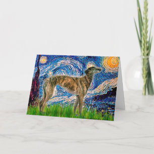 Cartão Starry Night com um Brindle Greyhound