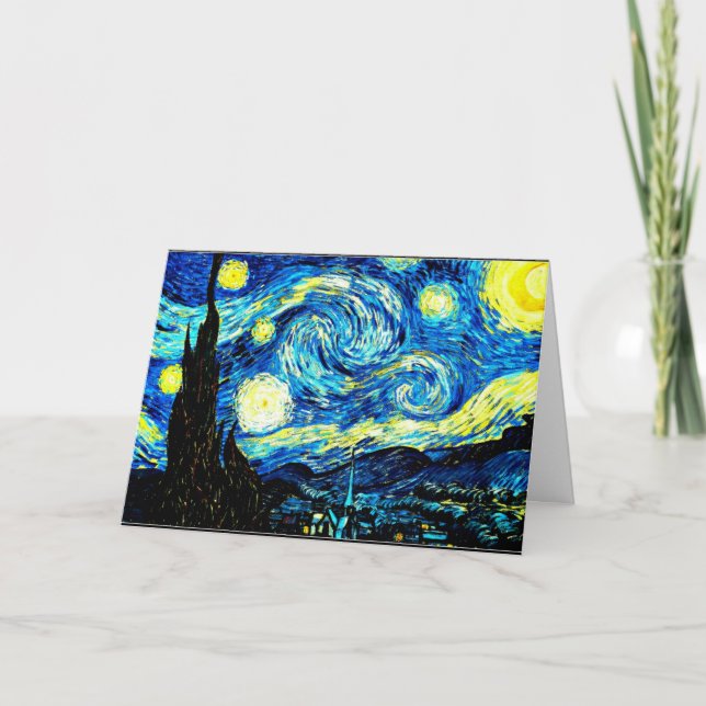Cartão Starry Night, famoso quadro mundial de van Gogh (Frente)