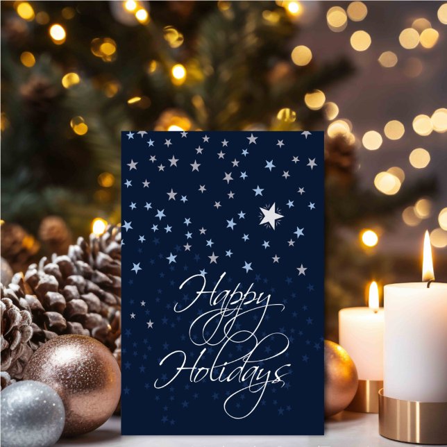 Cartão Starry Night Holiday (Starry Night Holidays Greeting Card - Modern Art by City Mouse Art)