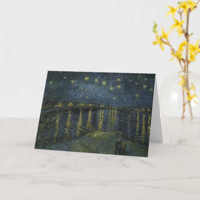 Cartão Starry Night Over the Rhône, oil painting Van Gogh (Flor Amarela)