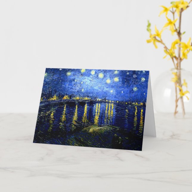 Cartão Starry Night over the Rhone por van Gogh (Flor Amarela)