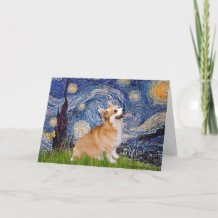Cartão Starry Night - Pembroke Welsh Corgi 7b