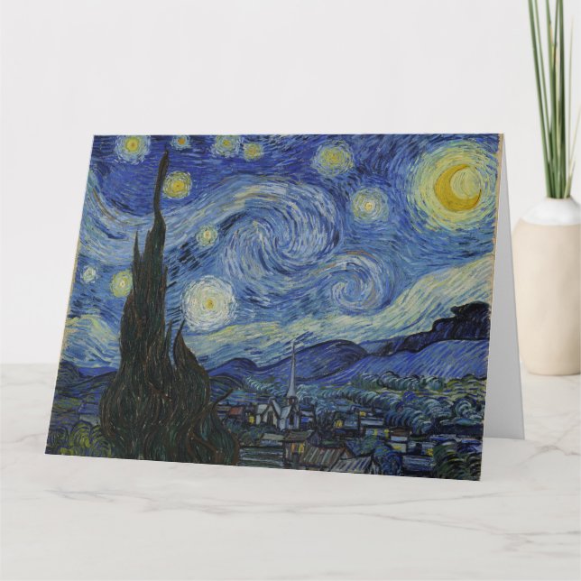 Cartão "Starry Night" por Van Gogh (Frente)