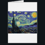 Cartão Starry Night por van Gogh<br><div class="desc">Van Gogh era obcecado pelo simbolismo de objetos luminosos e de cor. A lâmpada era um símbolo de calma e segurança. A estrela simbolizou a fé, e a luz gasosa, as realidades humanas. O azul ultramarino profundo era infinito, enquanto o vermelho e o verde expressavam "essas coisas terríveis, as paixões...</div>
