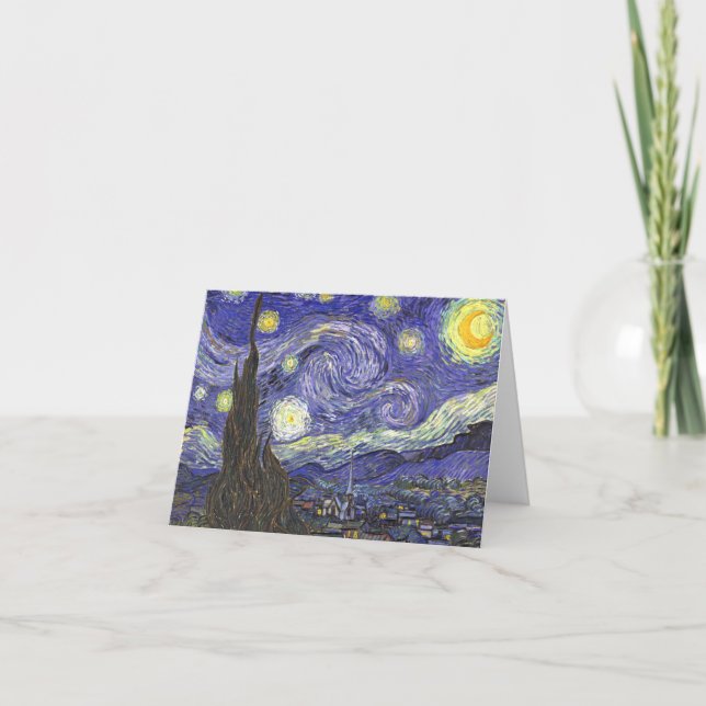 Cartão Starry Night por Van Gogh Note Card (Frente)