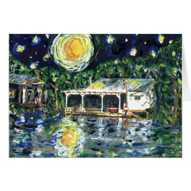 Cartão Starry Night River Camp (Frente Horizontal)