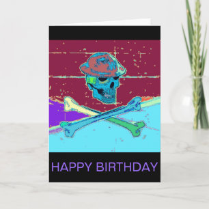 Cartão Starry Night Skull Crossbones Birthday Card