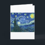 Cartão Starry Night ~ Van Gogh<br><div class="desc">A pintura mais famosa de Vincent Van Gogh. Uma obra-prima moderna com uma paisagem azul-escura, decorada com espirais de cor brilhante de estrelas amarelas, brancas e cor de laranja a brilhar. Título original neerlandês: De sterrennacht. Esta plantação de petróleo mostra a vista do lado de fora da janela do sanatório...</div>