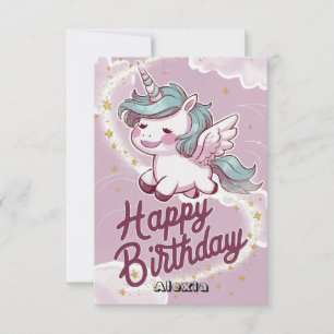 Cartão Stars Editable Unicorn Birthday