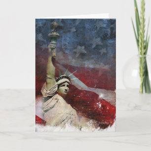 Cartão Statue of Liberty and American Flag