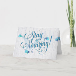 Cartão "stay amazing" birthday daisies on wood