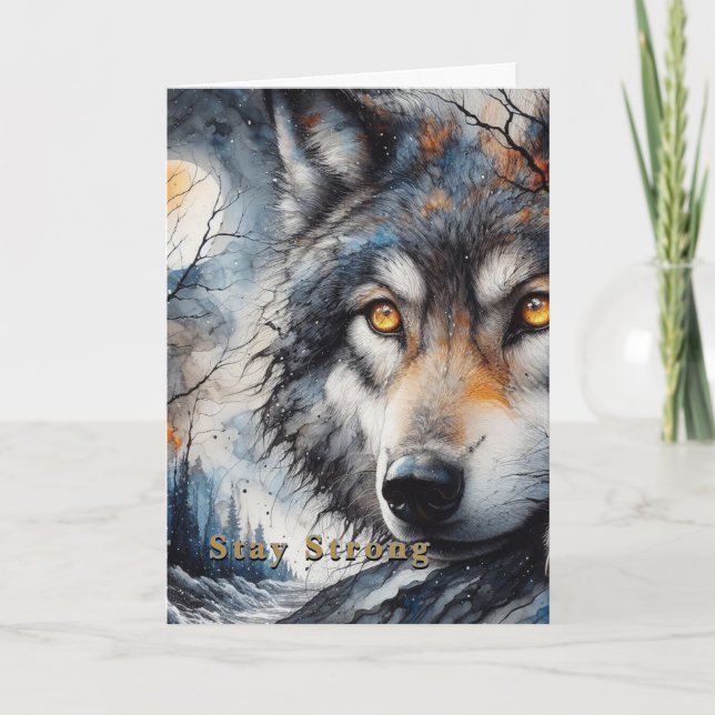 Cartão  Stay Strong Christian Wolf Card | Editable (Frente)
