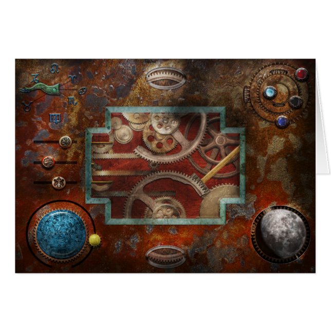 Cartão Steampunk - caixa de Pandora (Frente Horizontal)