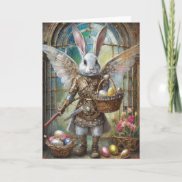 Cartão Steampunk Easter Bunny Warrior Angel