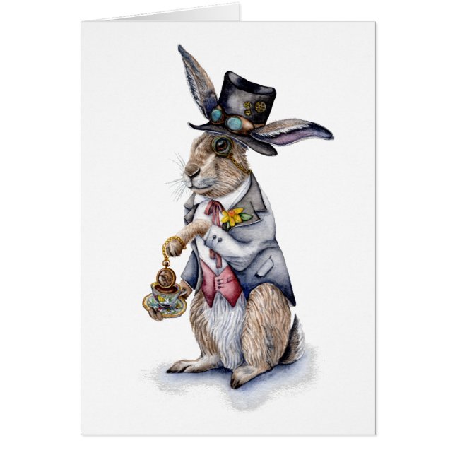 Cartão Steampunk March Hare (Frente)