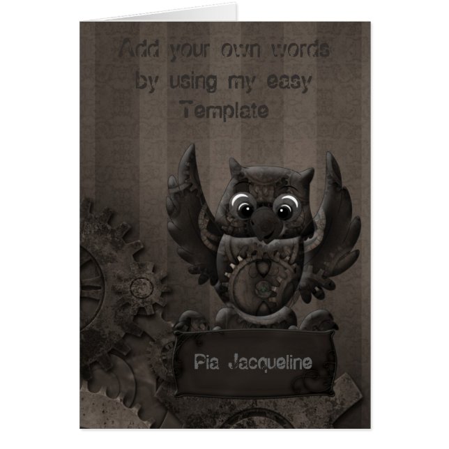 Cartão Steampunk Owl (Frente)