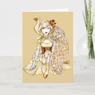 Cartão Steampunk Queen and Peacock Notecard