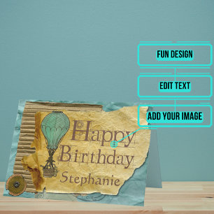 Cartão Steampunk Vintage Birthday